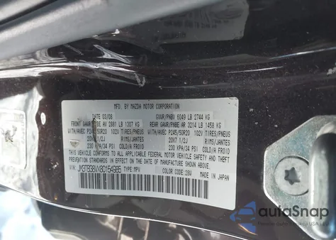 2008 Mazda Cx-9 Grand Touring from USA, damaged, VIN JM3TB38VX80154985